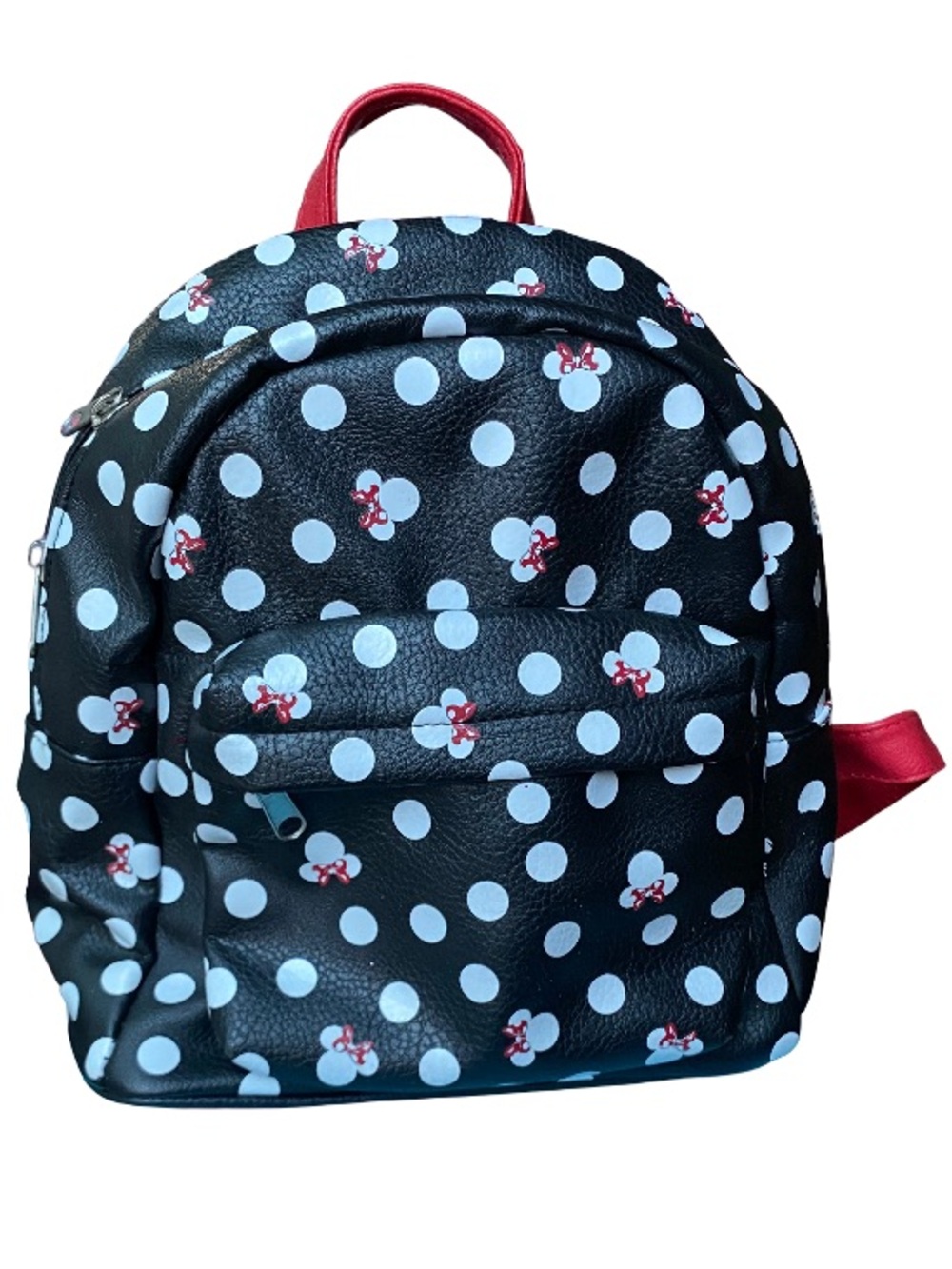 Disney Parks Minnie Mouse polka dot faux leather Disneyland travel backpack